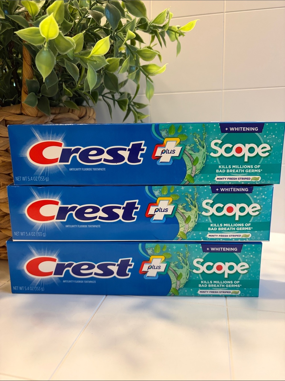 Crest plus Scope Whitening Toothpaste - Blue & Teal Packaging (3-Pack)